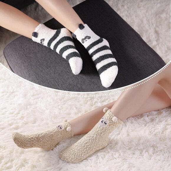Women's Fuzzy Socks Cozy Fluffy Winter Warm Slipper Socks Microfiber Soft Home - Picture 2 of 6